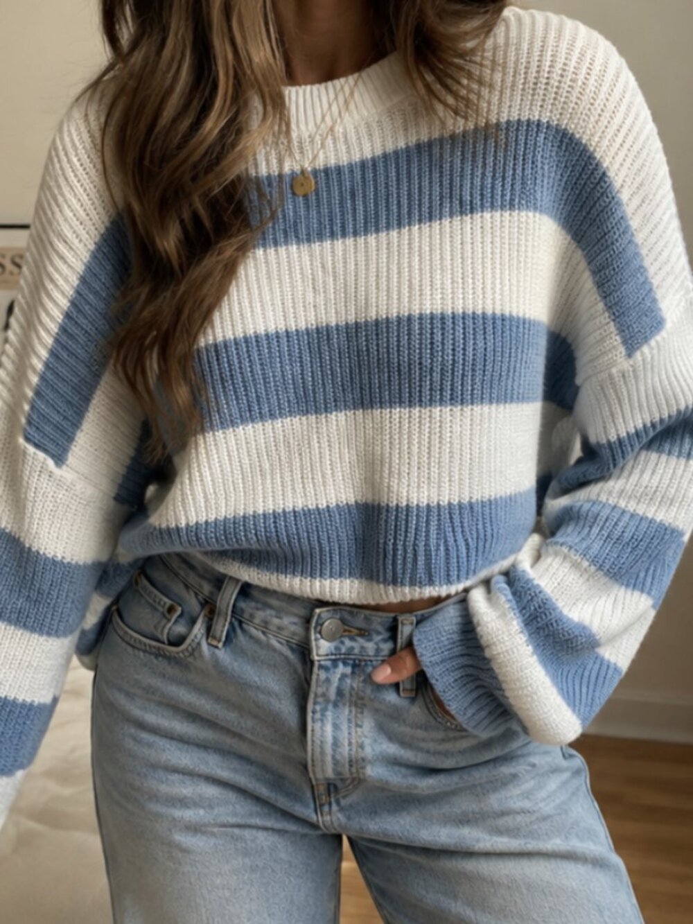 Sincerely Jules Blue & White Striped Knit Sweater